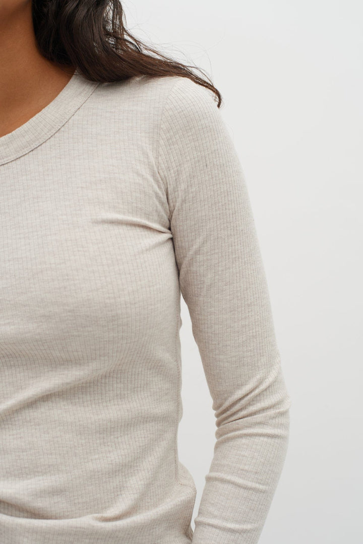 Dagnaiw Melange T-Shirt Ls Ecru | Topper | Smuk - Dameklær på nett