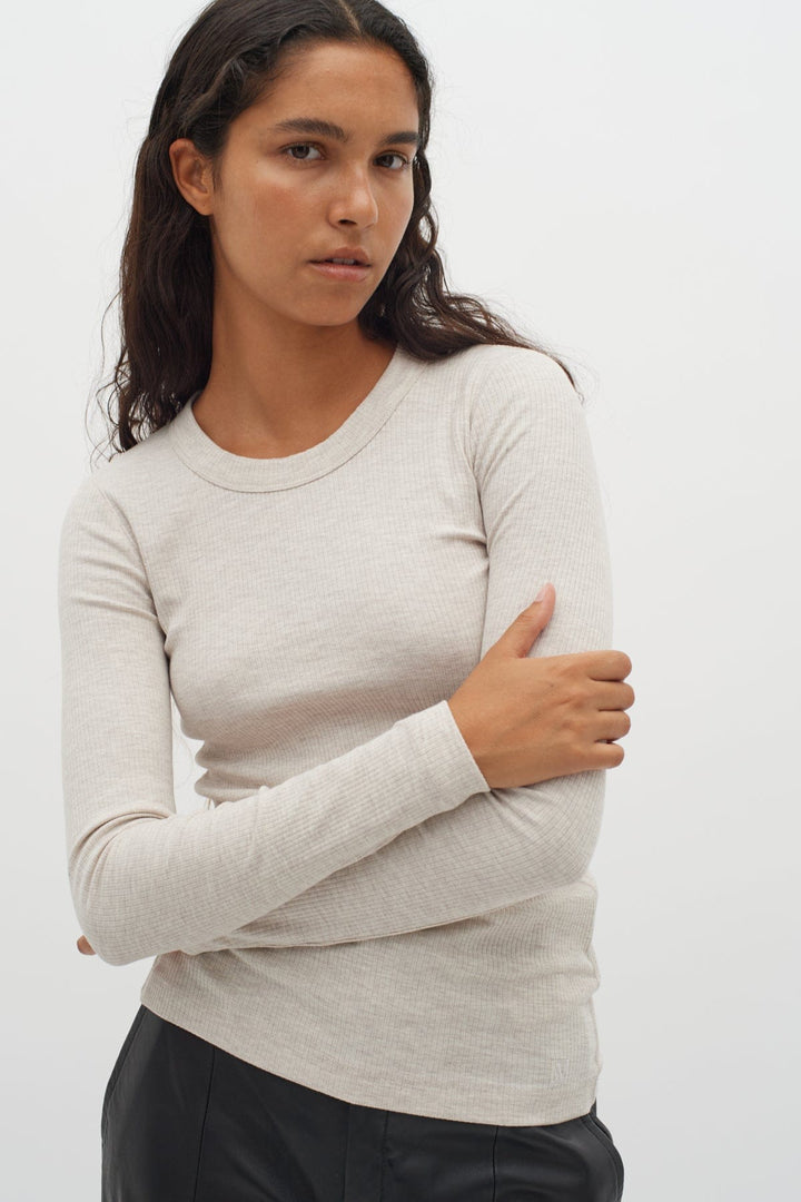 Dagnaiw Melange T-Shirt Ls Ecru | Topper | Smuk - Dameklær på nett