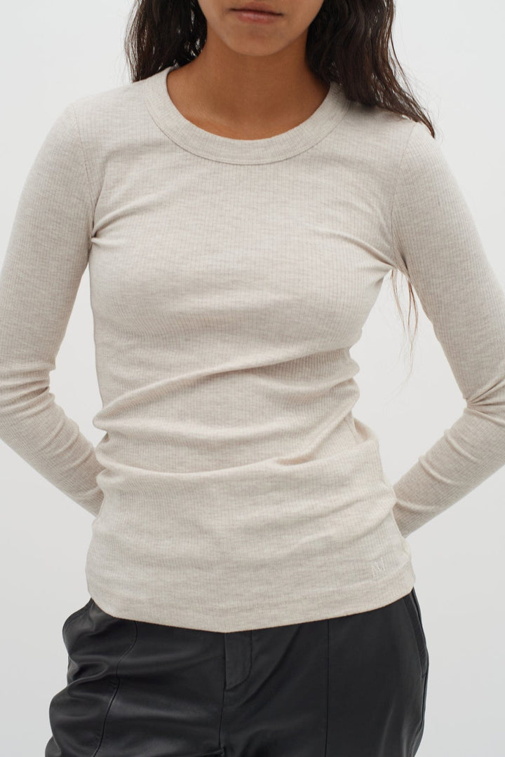 Dagnaiw Melange T-Shirt Ls Ecru | Topper | Smuk - Dameklær på nett