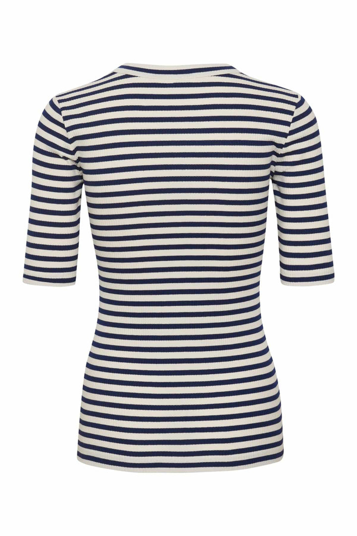 Dagnaiw Striped T-Shirt - Whisper White / Midnight Blue | Topper | Smuk - Dameklær på nett