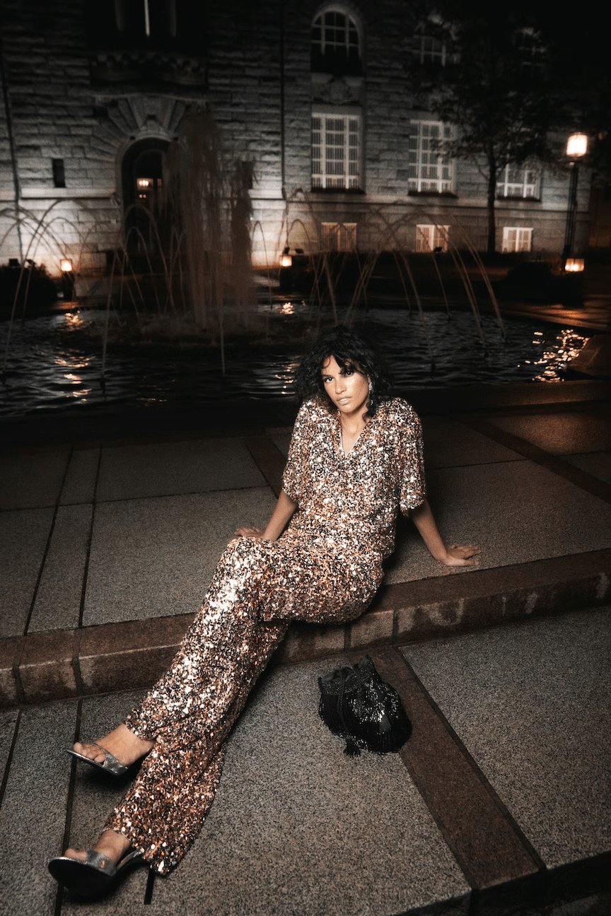 Dali Sequin Trouser Champagne | Bukser | Smuk - Dameklær på nett