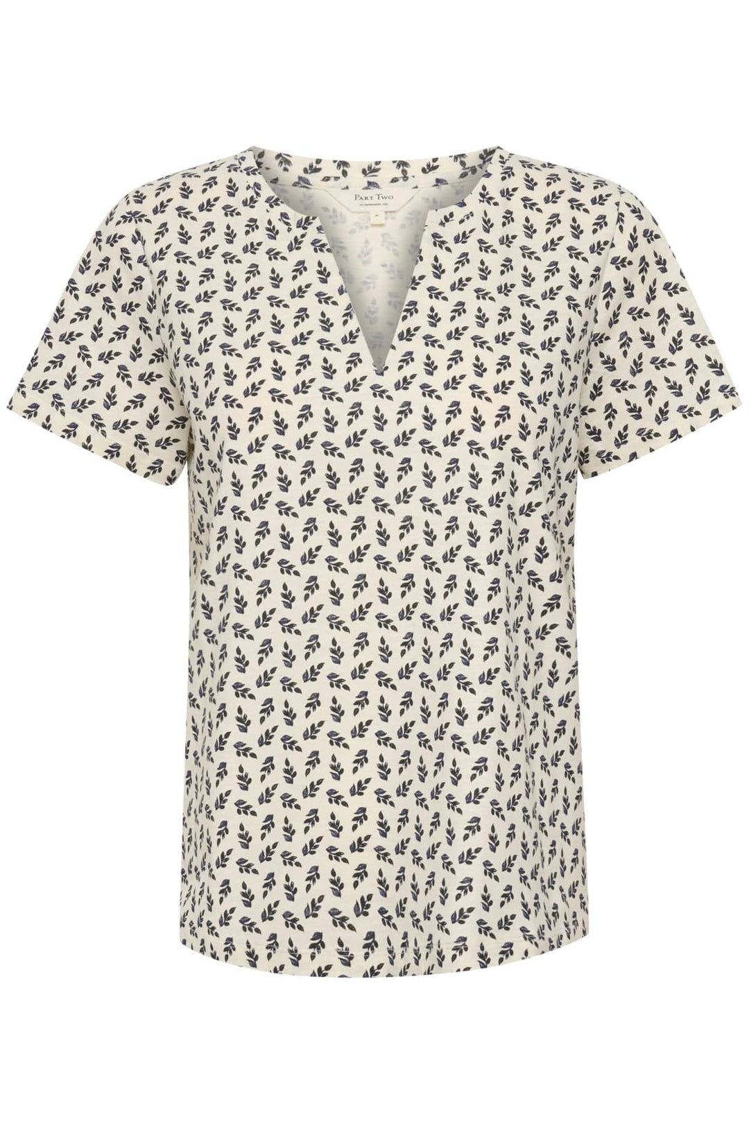 Dark Navy Mini Leaf Print Gesinaspw T-Shirt | Skjorter og bluser | Smuk - Dameklær på nett