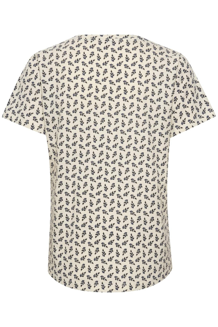 Dark Navy Mini Leaf Print Gesinaspw T-Shirt | Skjorter og bluser | Smuk - Dameklær på nett