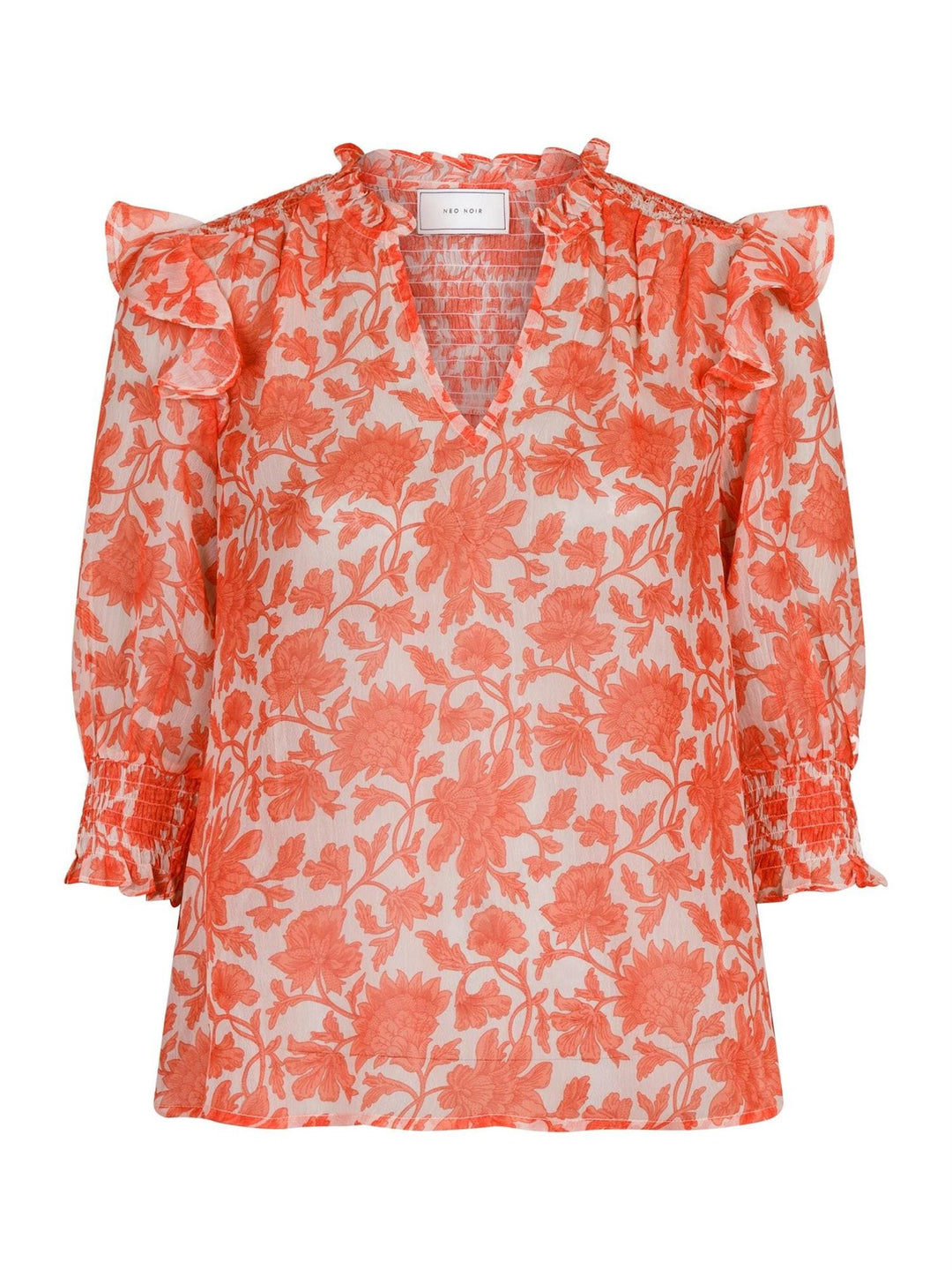Davina City Flower Blouse Orange | Skjorter og bluser | Smuk - Dameklær på nett