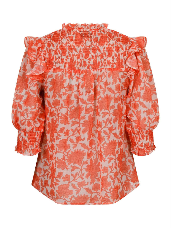 Davina City Flower Blouse Orange | Skjorter og bluser | Smuk - Dameklær på nett