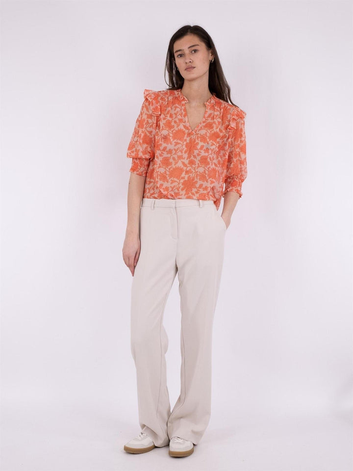 Davina City Flower Blouse Orange | Skjorter og bluser | Smuk - Dameklær på nett