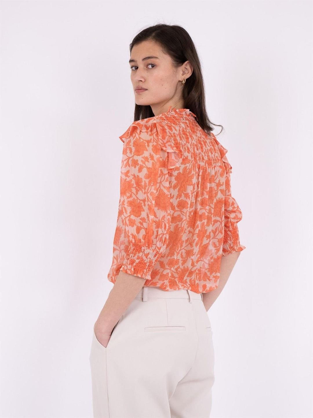 Davina City Flower Blouse Orange | Skjorter og bluser | Smuk - Dameklær på nett
