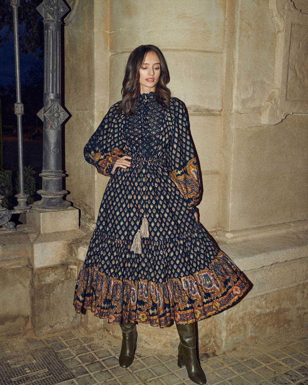 Dècorated Poplin Midi Dress Paisley | Kjoler | Smuk - Dameklær på nett
