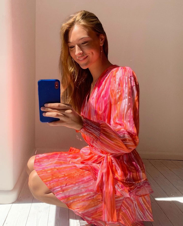 Dennie Blurred Stripe Dress Orange | Kjoler | Smuk - Dameklær på nett
