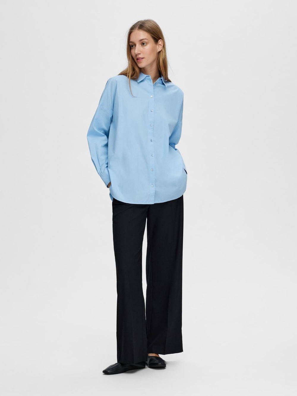 Dina-Sanni Ls Shirt Cashmere Blue | Skjorter og bluser | Smuk - Dameklær på nett