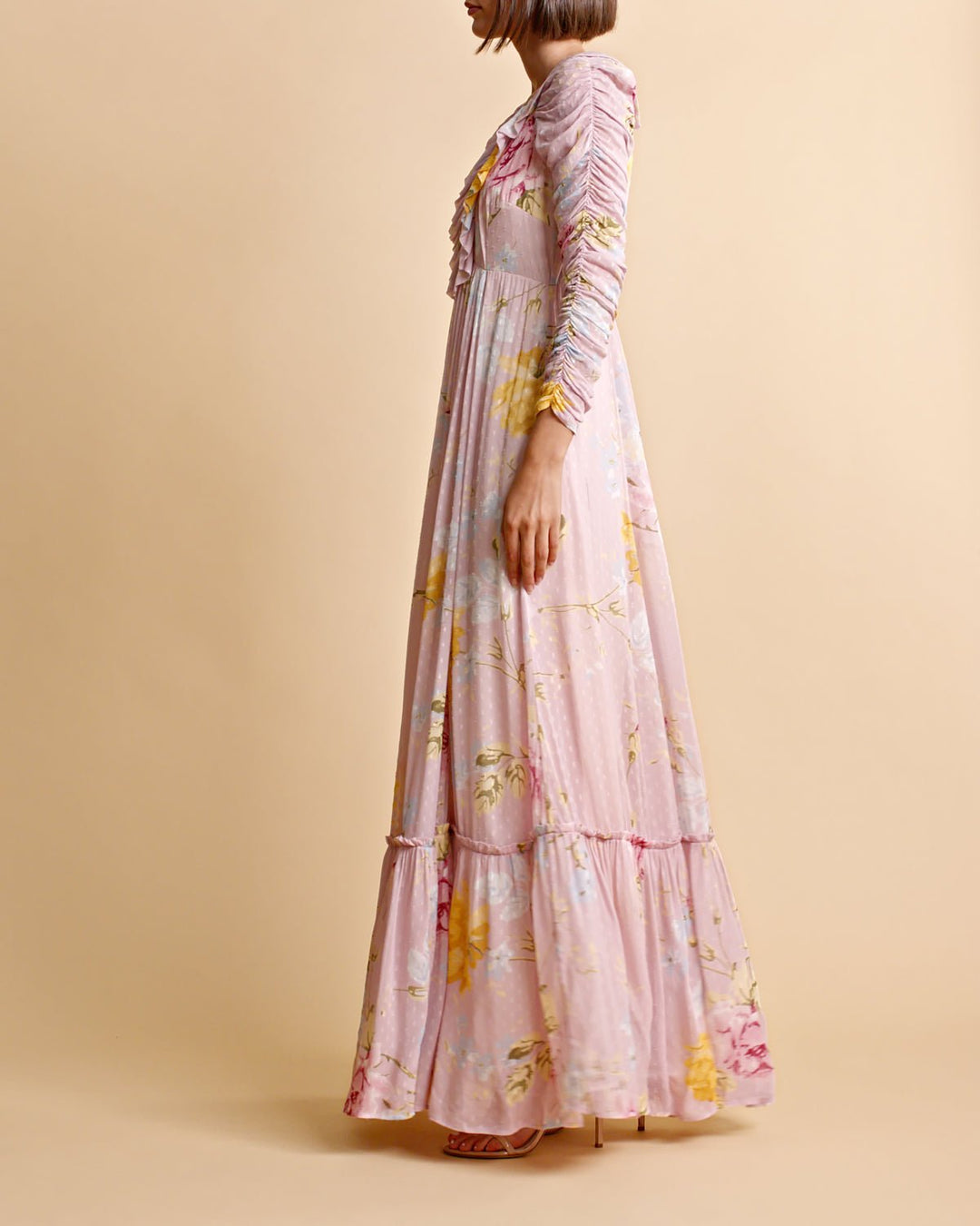 Dotted Georgette Rouching Gown Flourish Wall | Kjoler | Smuk - Dameklær på nett