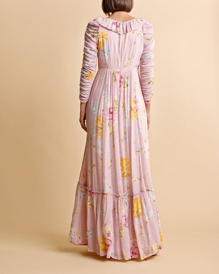 Dotted Georgette Rouching Gown Flourish Wall | Kjoler | Smuk - Dameklær på nett