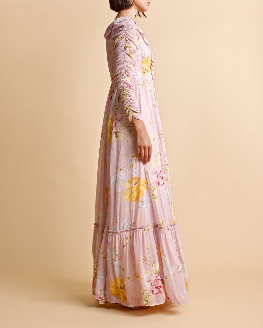 Dotted Georgette Rouching Gown Flourish Wall | Kjoler | Smuk - Dameklær på nett