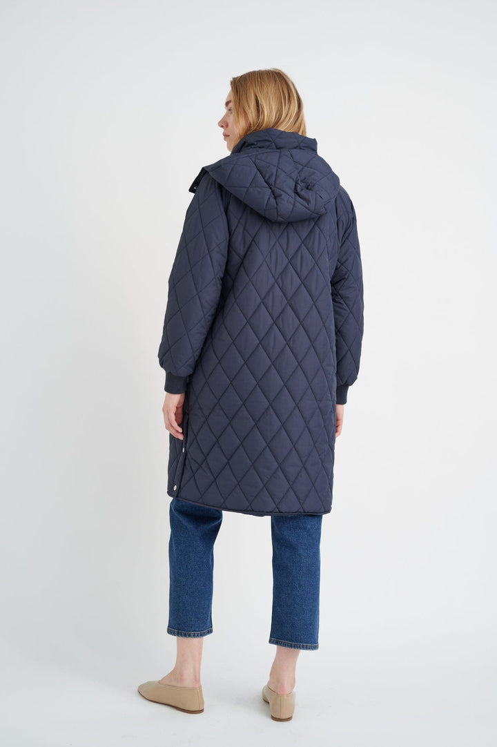 Ektraiw Hood Coat Marine Blue | Yttertøy | Smuk - Dameklær på nett