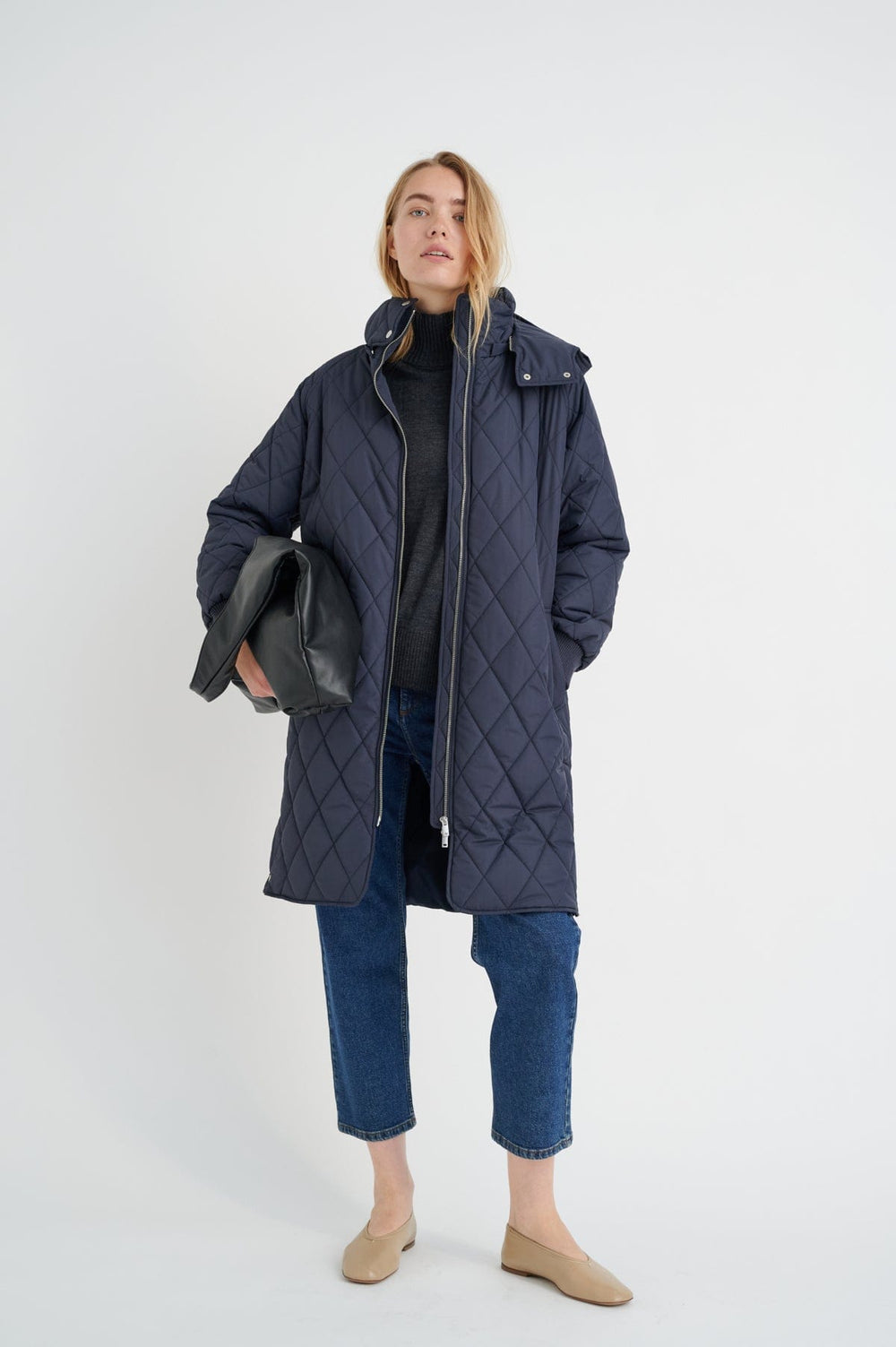 Ektraiw Hood Coat Marine Blue | Yttertøy | Smuk - Dameklær på nett