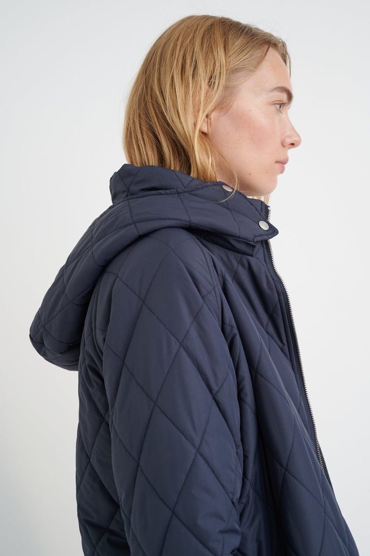 Ektraiw Hood Coat Marine Blue | Yttertøy | Smuk - Dameklær på nett