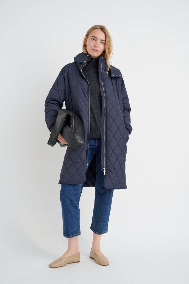 Ektraiw Hood Coat Marine Blue | Yttertøy | Smuk - Dameklær på nett