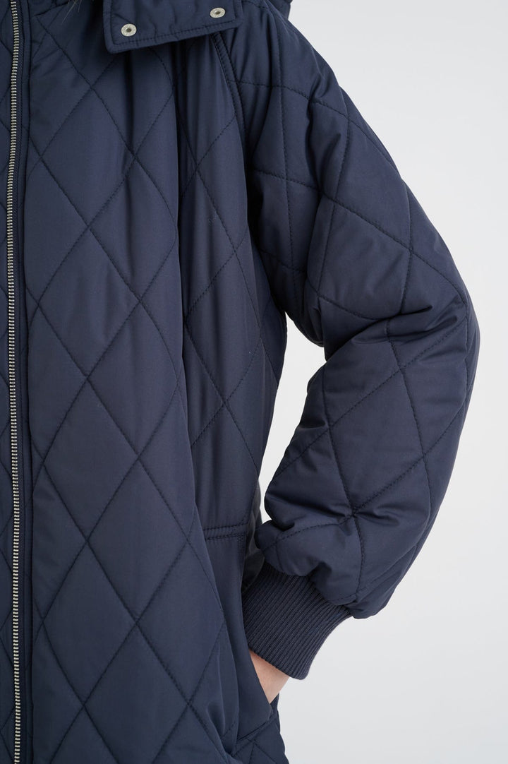 Ektraiw Hood Coat Marine Blue | Yttertøy | Smuk - Dameklær på nett