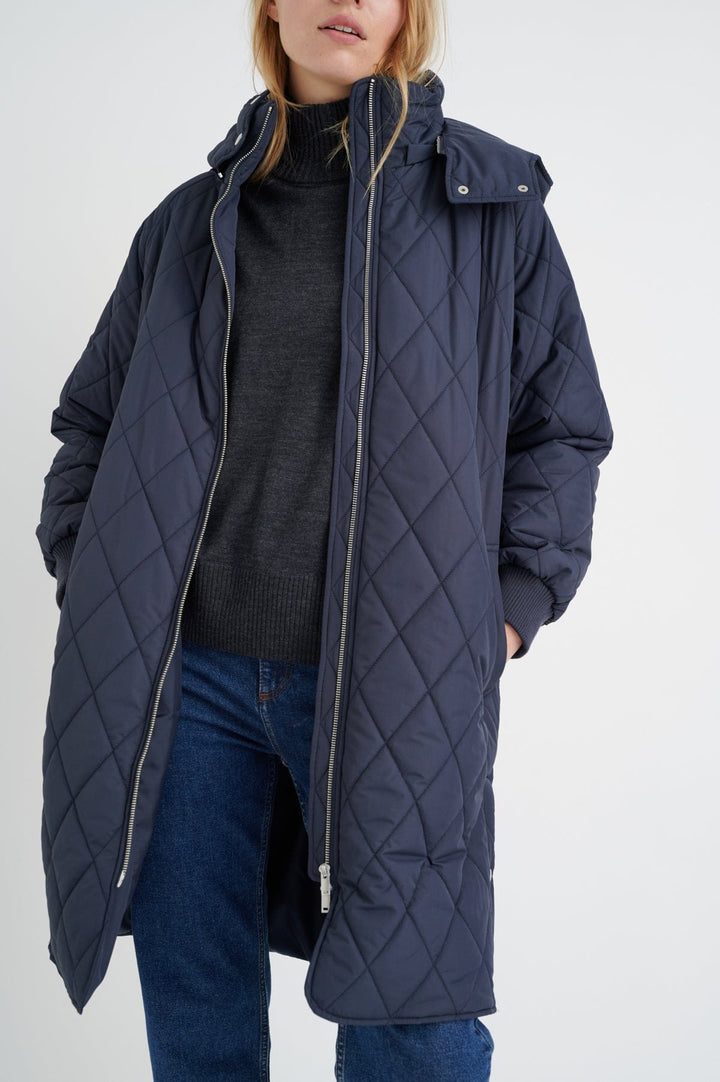 Ektraiw Hood Coat Marine Blue | Yttertøy | Smuk - Dameklær på nett