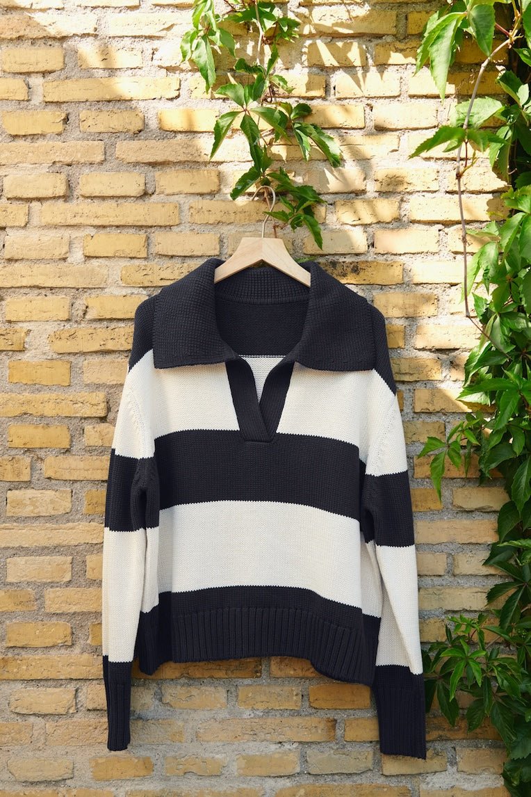 Elindapw Pullover Dark Navy Bold Stripe | Genser | Smuk - Dameklær på nett