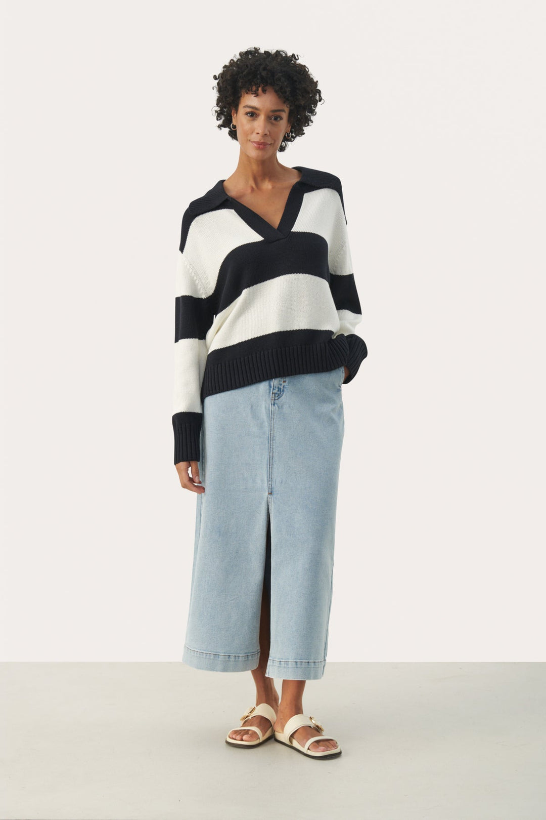 Elindapw Pullover Dark Navy Bold Stripe | Genser | Smuk - Dameklær på nett