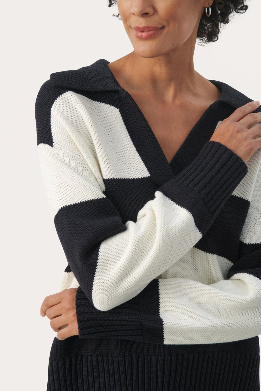Elindapw Pullover Dark Navy Bold Stripe | Genser | Smuk - Dameklær på nett