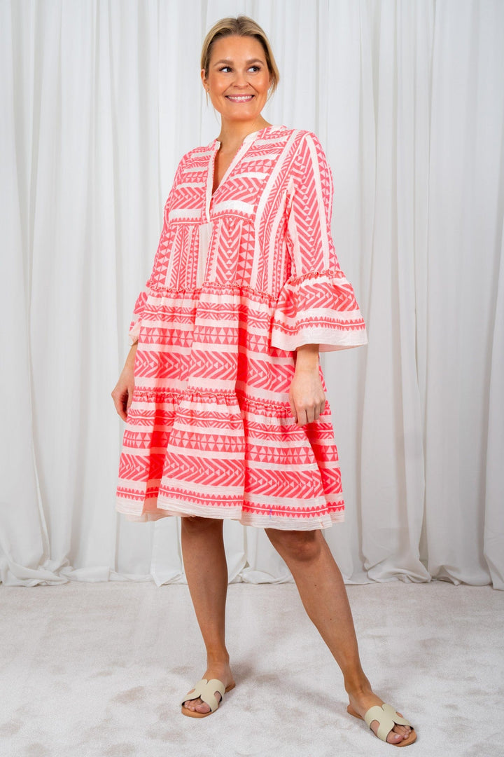Ella Midi Dress Offwhite/Pink | Kjoler | Smuk - Dameklær på nett