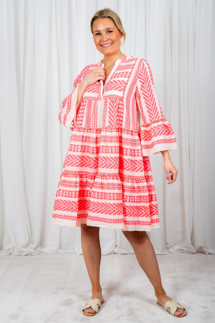 Ella Midi Dress Offwhite/Pink | Kjoler | Smuk - Dameklær på nett