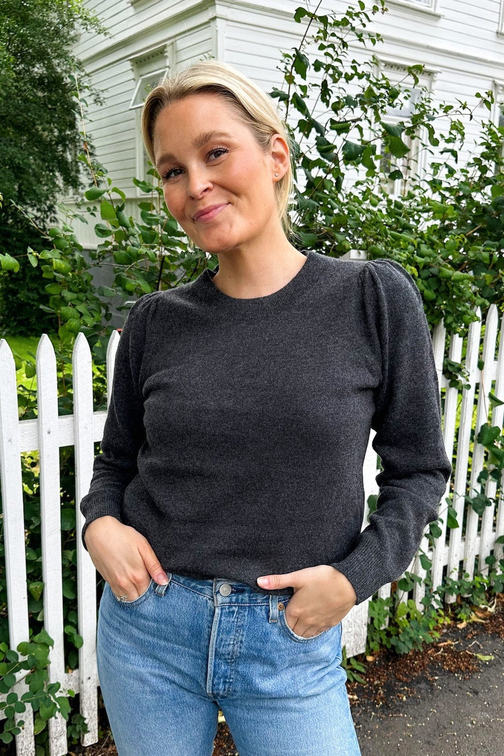 Evinapw Pullover Dark Grey Melange | Genser | Smuk - Dameklær på nett