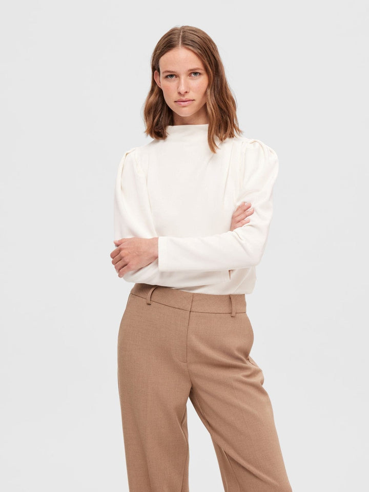 Fenja LS T-Neck Top Snow White | Genser | Smuk - Dameklær på nett