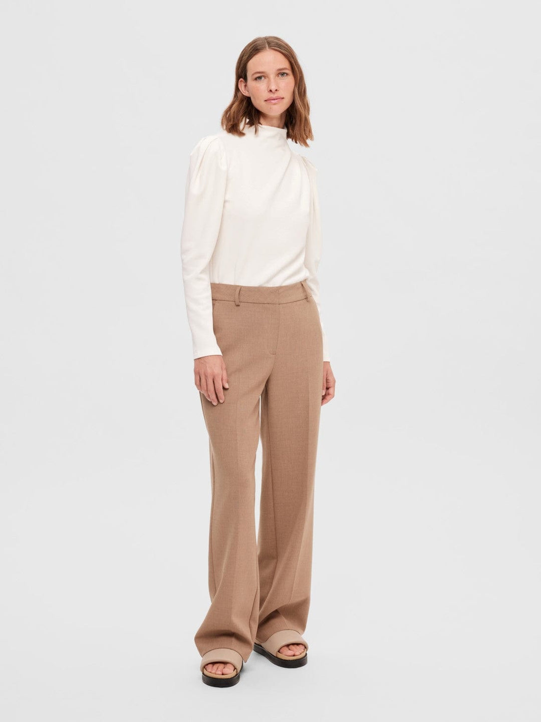 Fenja LS T-Neck Top Snow White | Genser | Smuk - Dameklær på nett