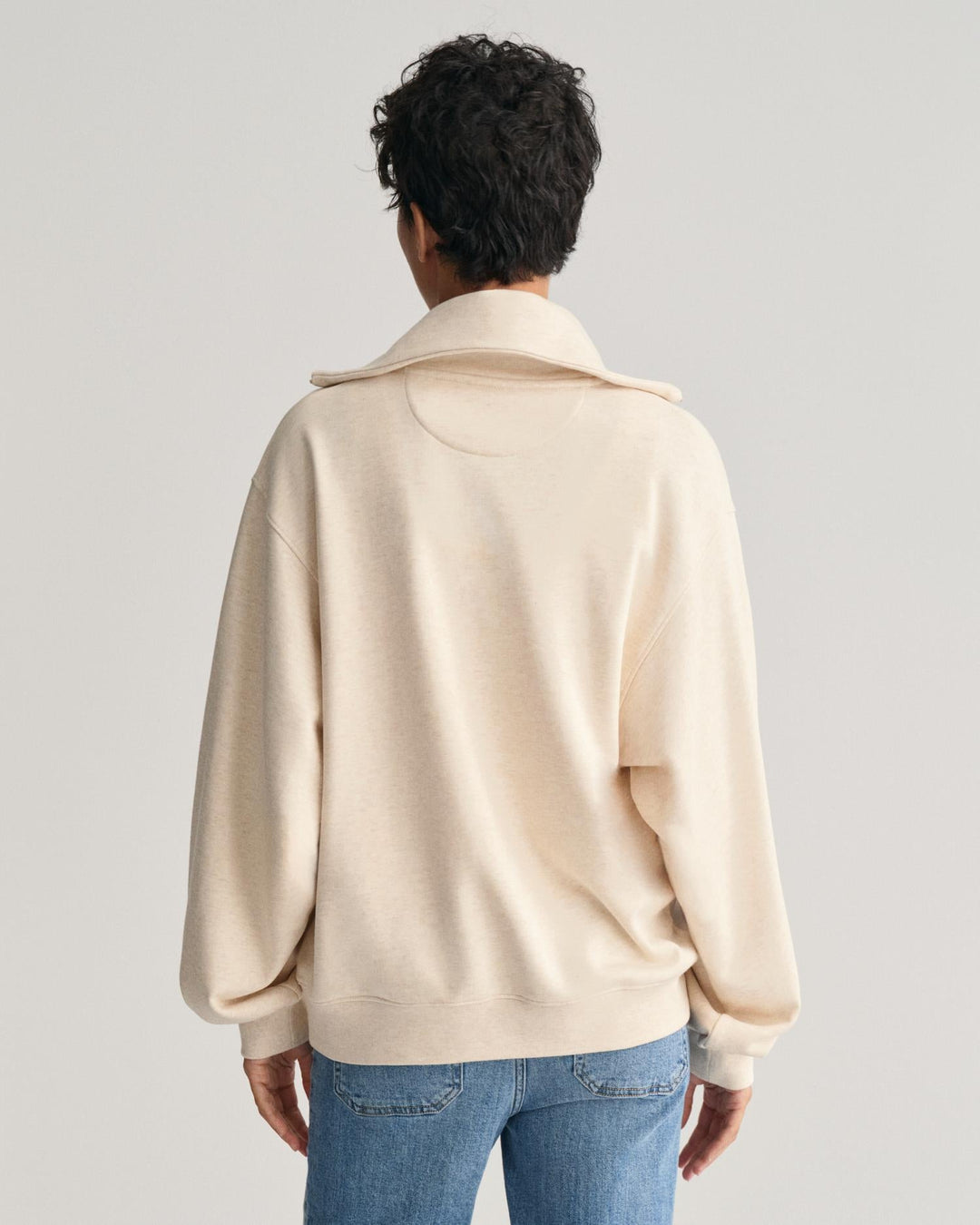 Gant Arch Graphic Half Zip Sweatshirt Oat Melange | Skjorter og bluser | Smuk - Dameklær på nett