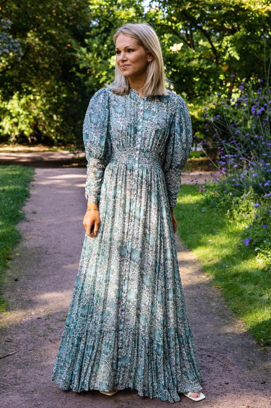 Georgette Button Down Dress Blue Birds | Kjoler | Smuk - Dameklær på nett