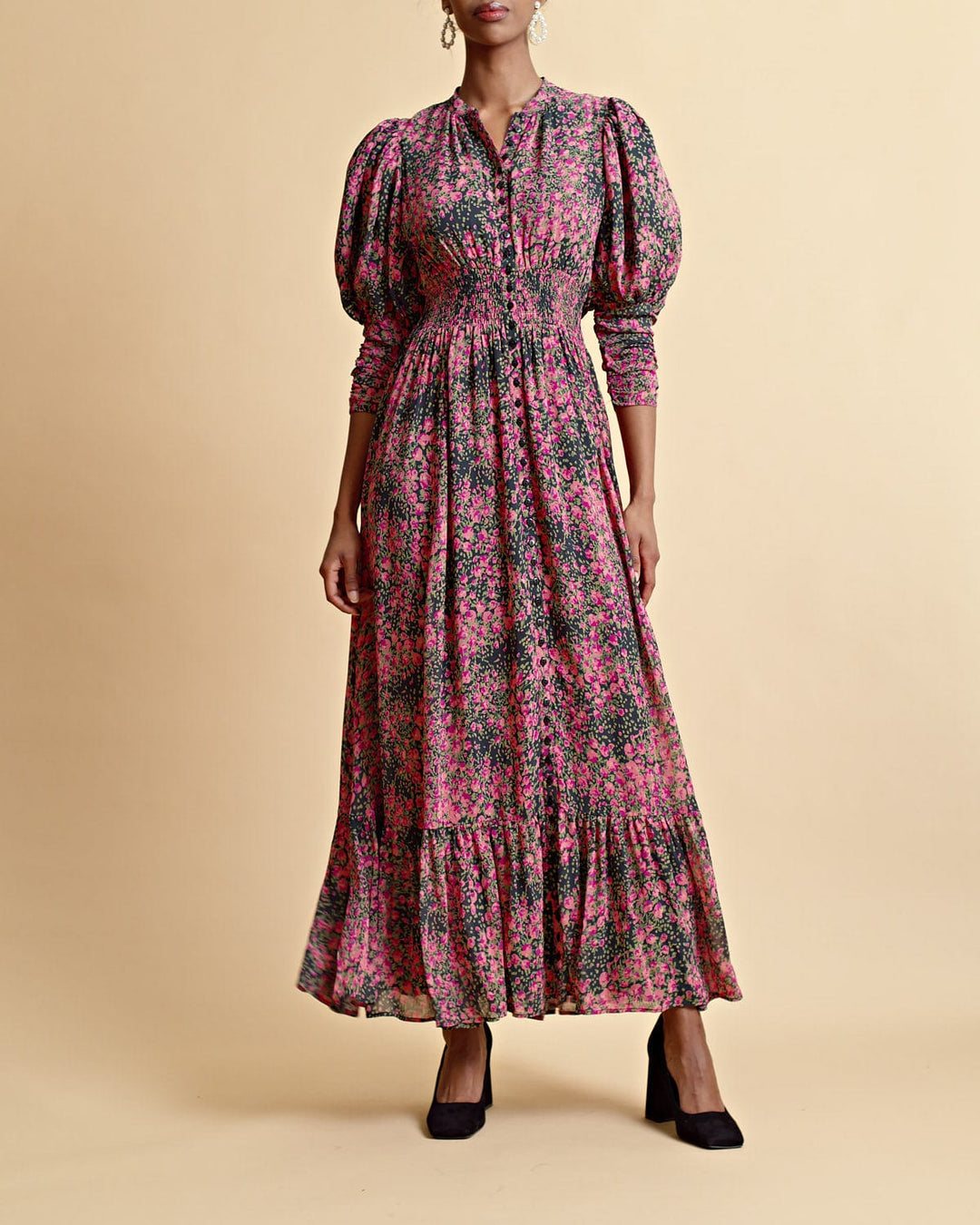 Georgette Button Down Dress Petite Roses | Kjoler | Smuk - Dameklær på nett