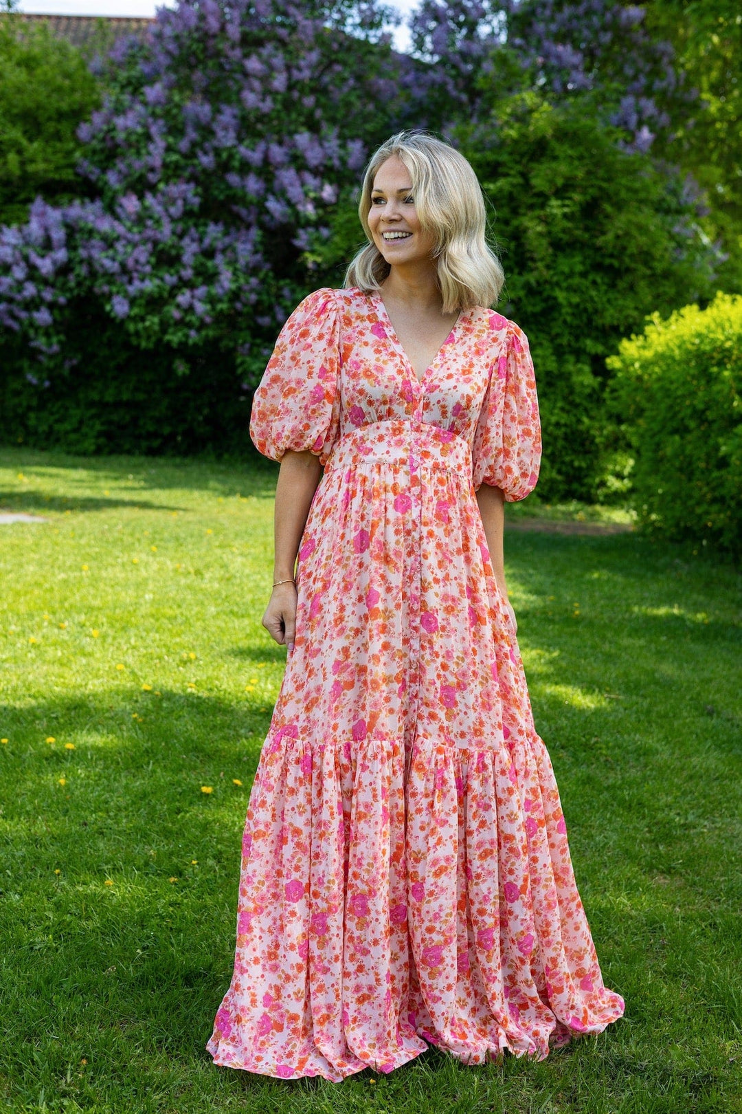 Georgette Button Down Dress Pink Blossom | Kjoler | Smuk - Dameklær på nett