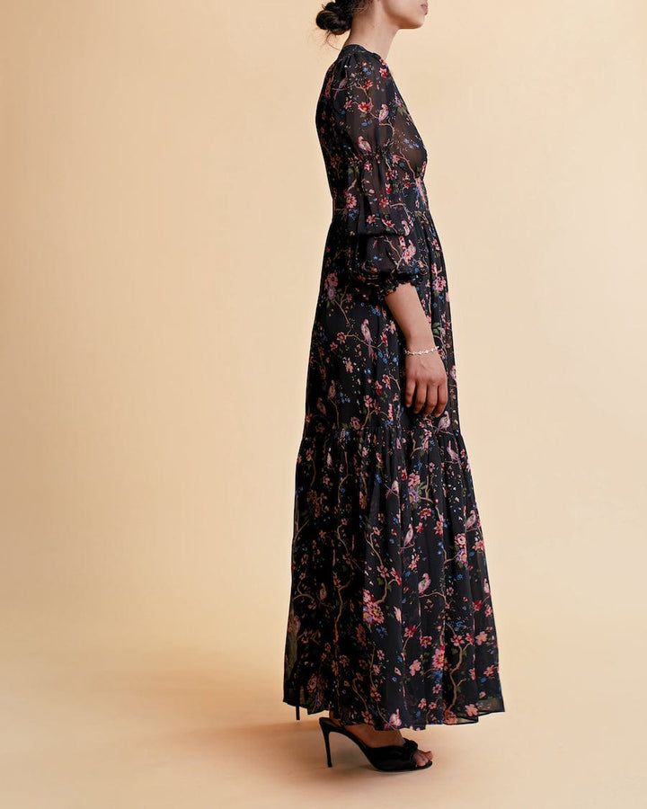 Georgette Gown Black Flower Garden | Kjoler | Smuk - Dameklær på nett