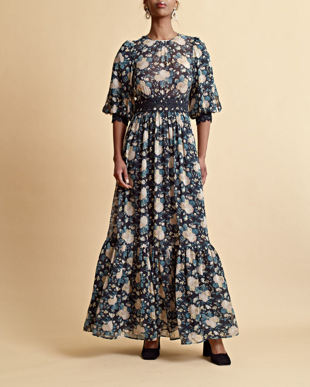 Georgette Lace Dress Midnight | Kjoler | Smuk - Dameklær på nett