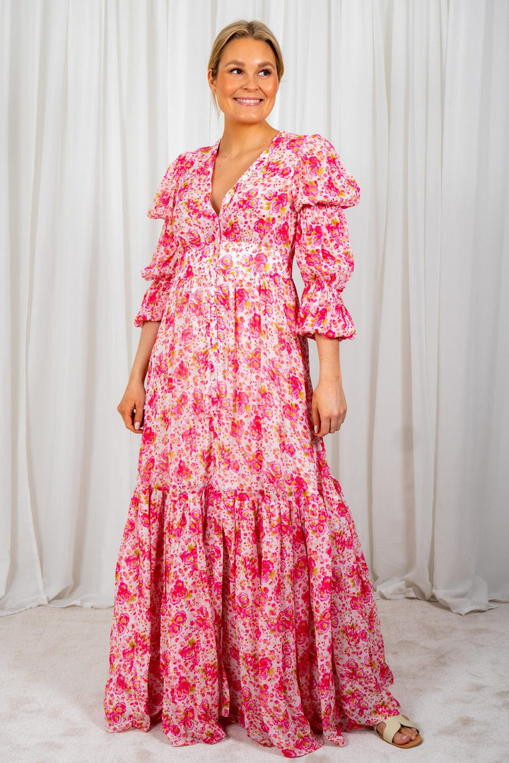 Georgette Maxi Dress Pink Blossom | Kjoler | Smuk - Dameklær på nett
