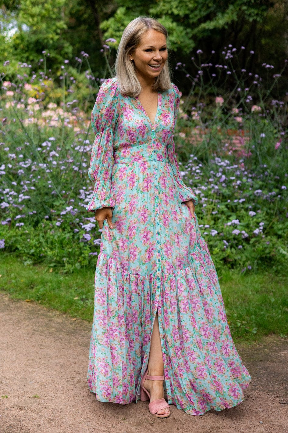 Georgette Maxi Dress Summer Flowers | Kjoler | Smuk - Dameklær på nett