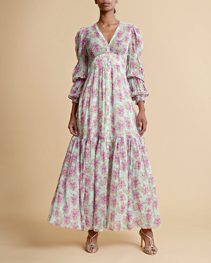 Georgette Maxi Dress Summer Flowers | Kjoler | Smuk - Dameklær på nett