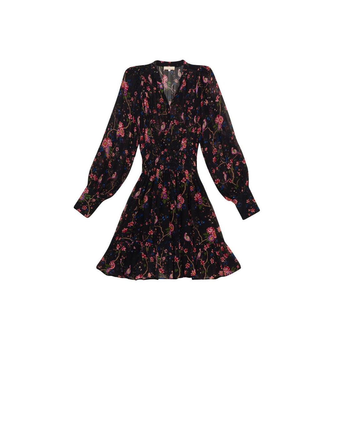 Georgette Mini Dress Black Flower Garden | Kjoler | Smuk - Dameklær på nett