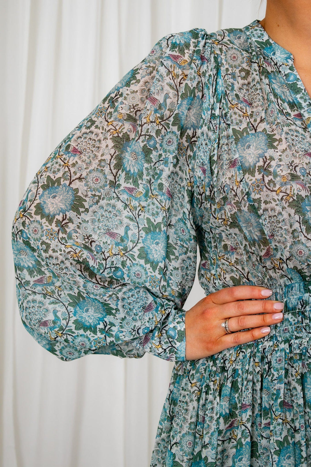 Georgette Mini Dress Blue Birds | Kjoler | Smuk - Dameklær på nett