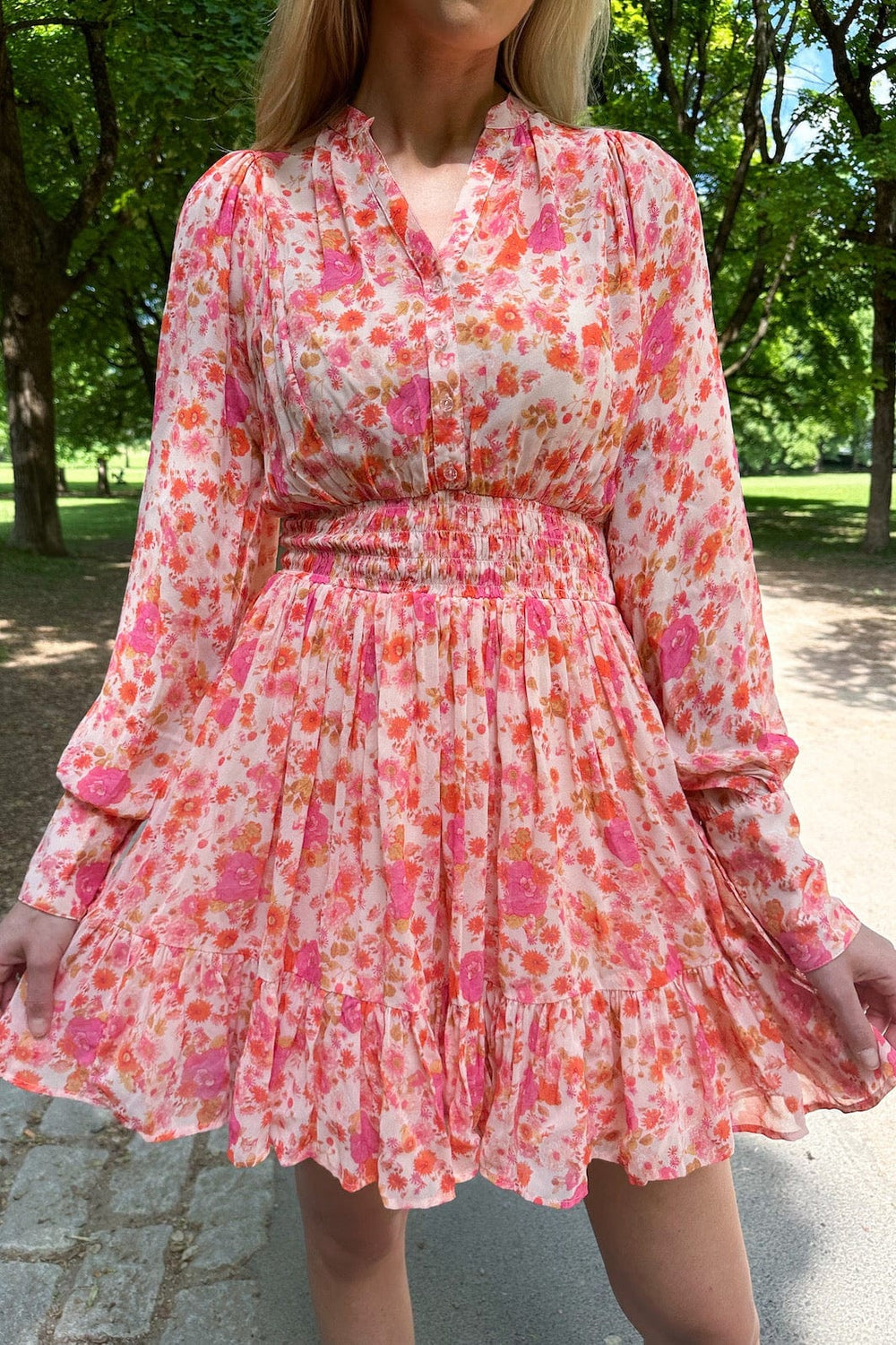 Georgette Mini Dress Pink Blossom | Kjoler | Smuk - Dameklær på nett