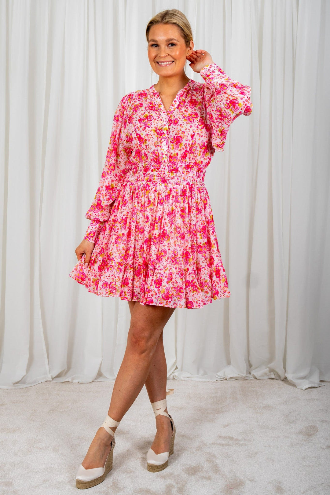 Georgette Mini Dress Pink Blossom | Kjoler | Smuk - Dameklær på nett