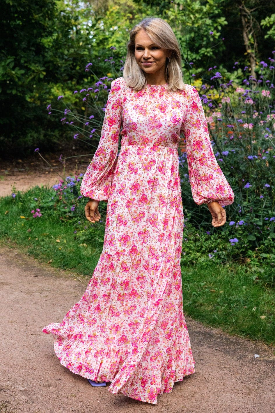 Georgette Open Back Dress Pink Blossom | Kjoler | Smuk - Dameklær på nett