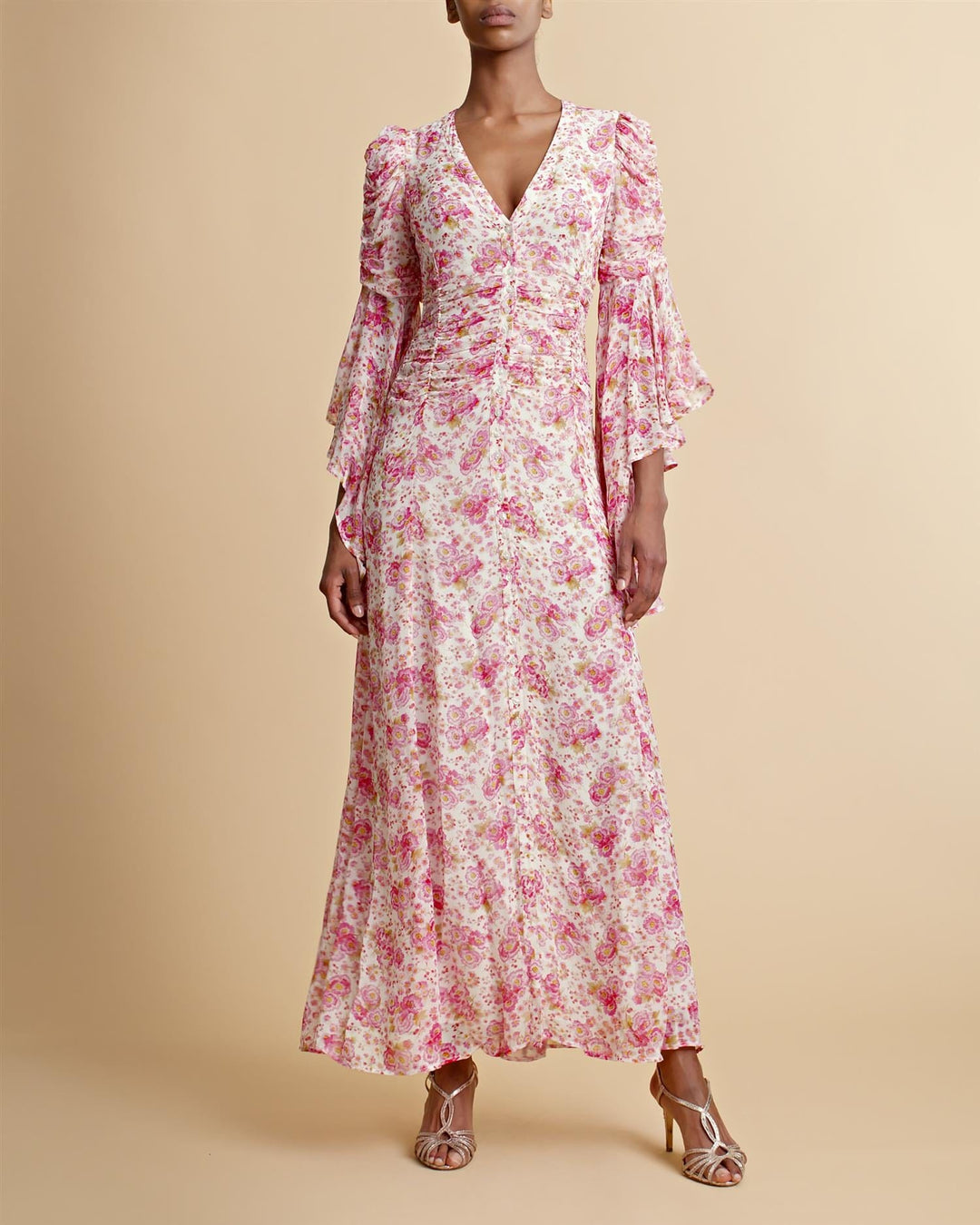 Georgette Rouching Dress Pink Blossom | Kjoler | Smuk - Dameklær på nett