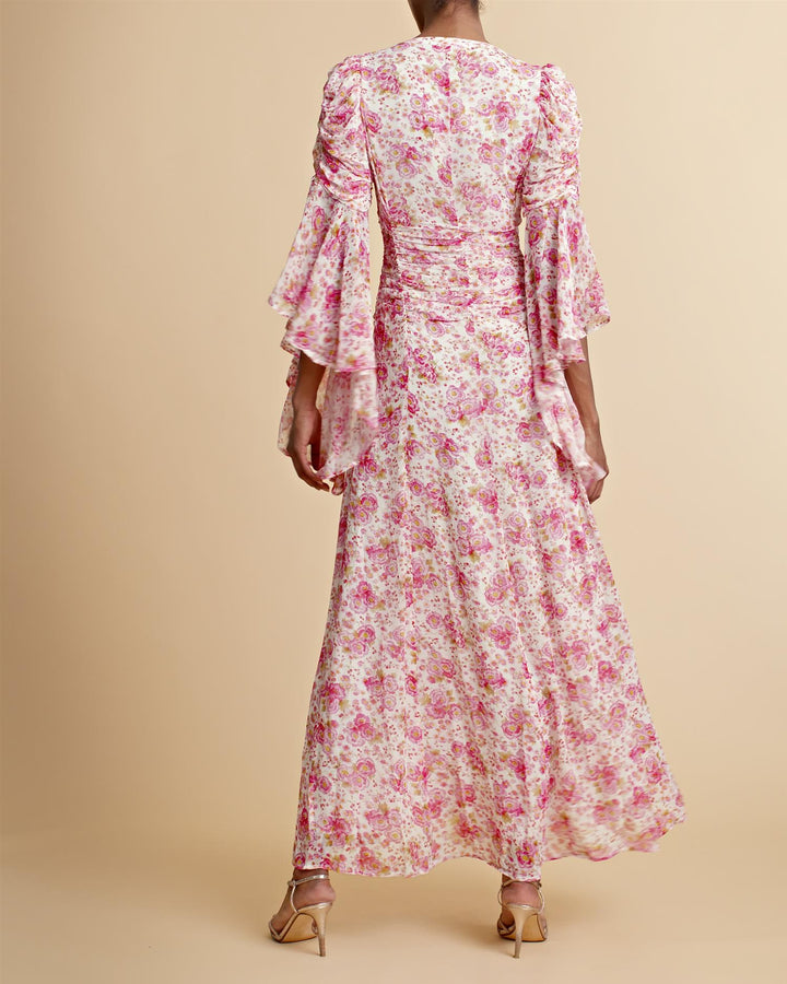 Georgette Rouching Dress Pink Blossom | Kjoler | Smuk - Dameklær på nett