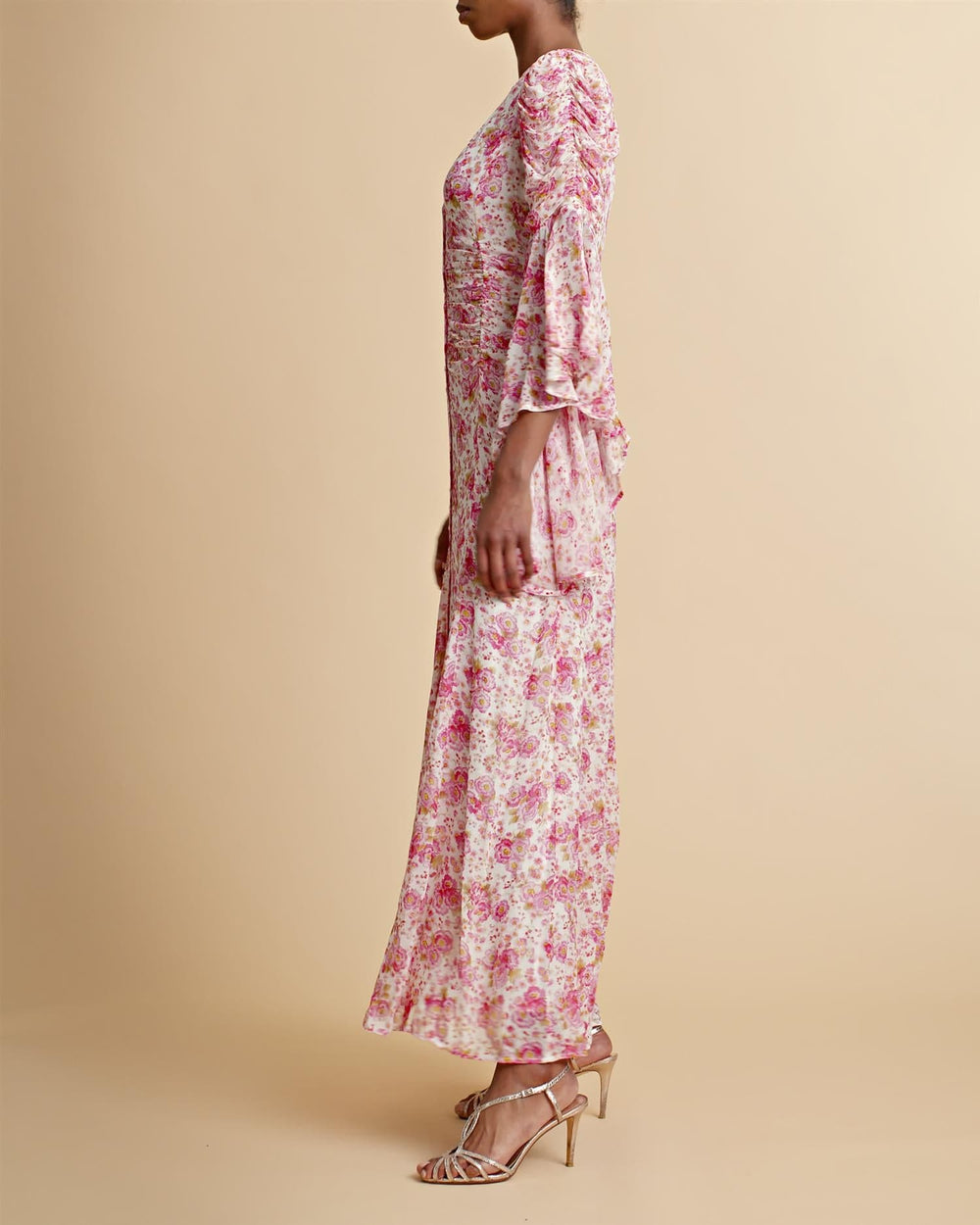 Georgette Rouching Dress Pink Blossom | Kjoler | Smuk - Dameklær på nett