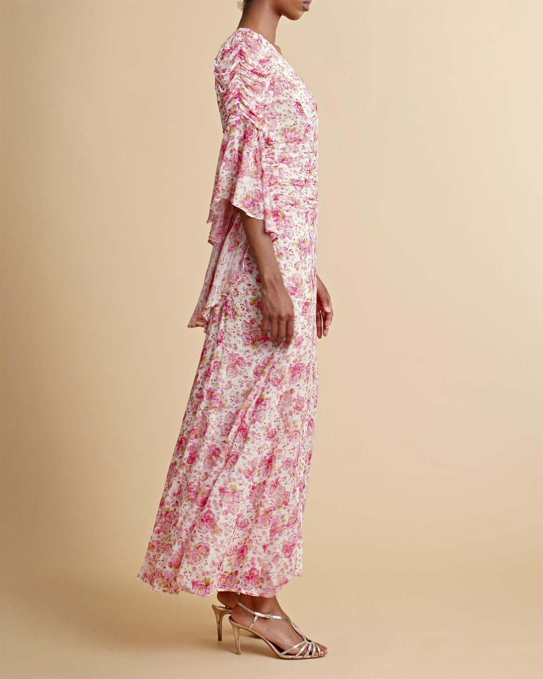 Georgette Rouching Dress Pink Blossom | Kjoler | Smuk - Dameklær på nett