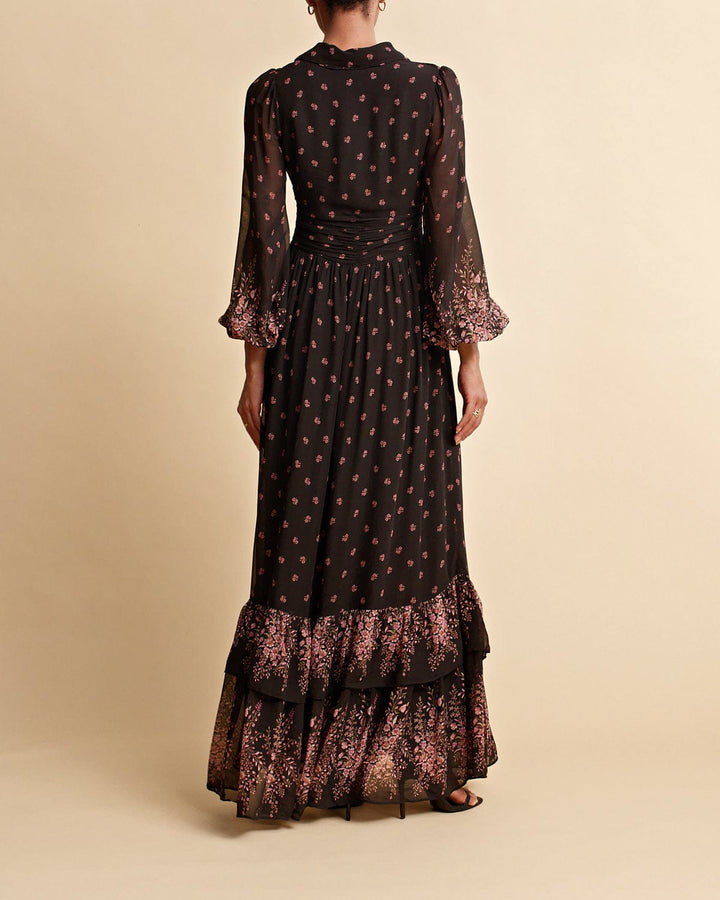 Georgette Shirt Dress Midnight Bouquet | Kjoler | Smuk - Dameklær på nett